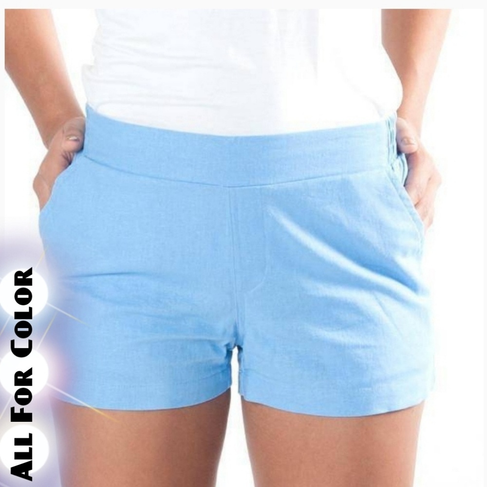 BLUE LINEN SHORT